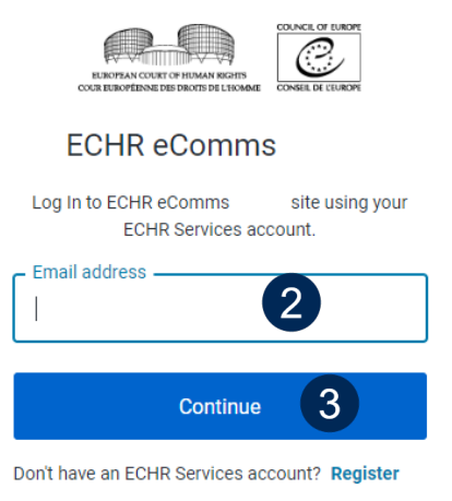 eComms hesap tanımlayıcı ekranı