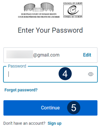 eComms parola ile giriş ekranı