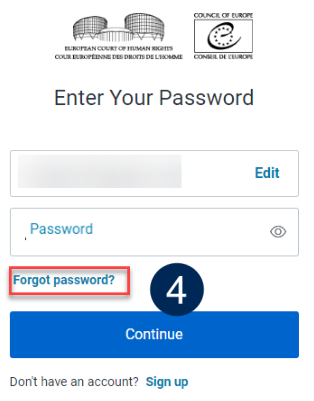 eComms Parolamı unuttum ekranı
