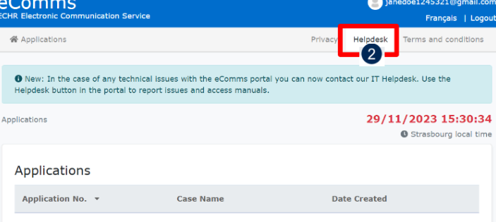 eComms Helpdesk link