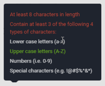 Minimum password requirements