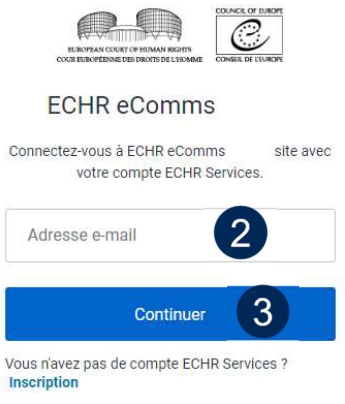 Écran de saisie de l’identifiant eComms