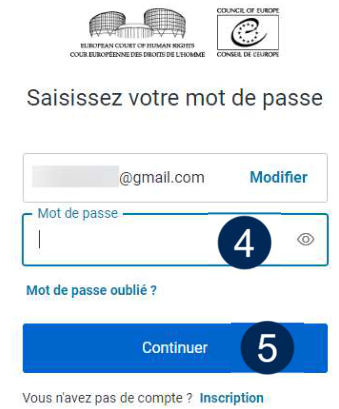 Écran de connexion par mot de passe eComms