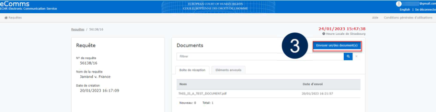 Ouverture de l’envoi de documents dans eComms