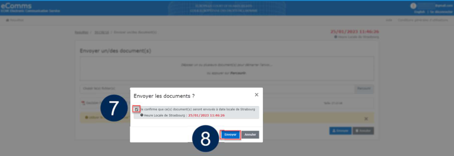 Confirmation de l’envoi d’un document